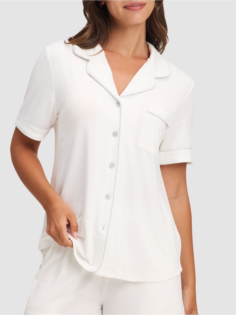 Bamboo Stretch-Knit Short Sleeve Pajama Top